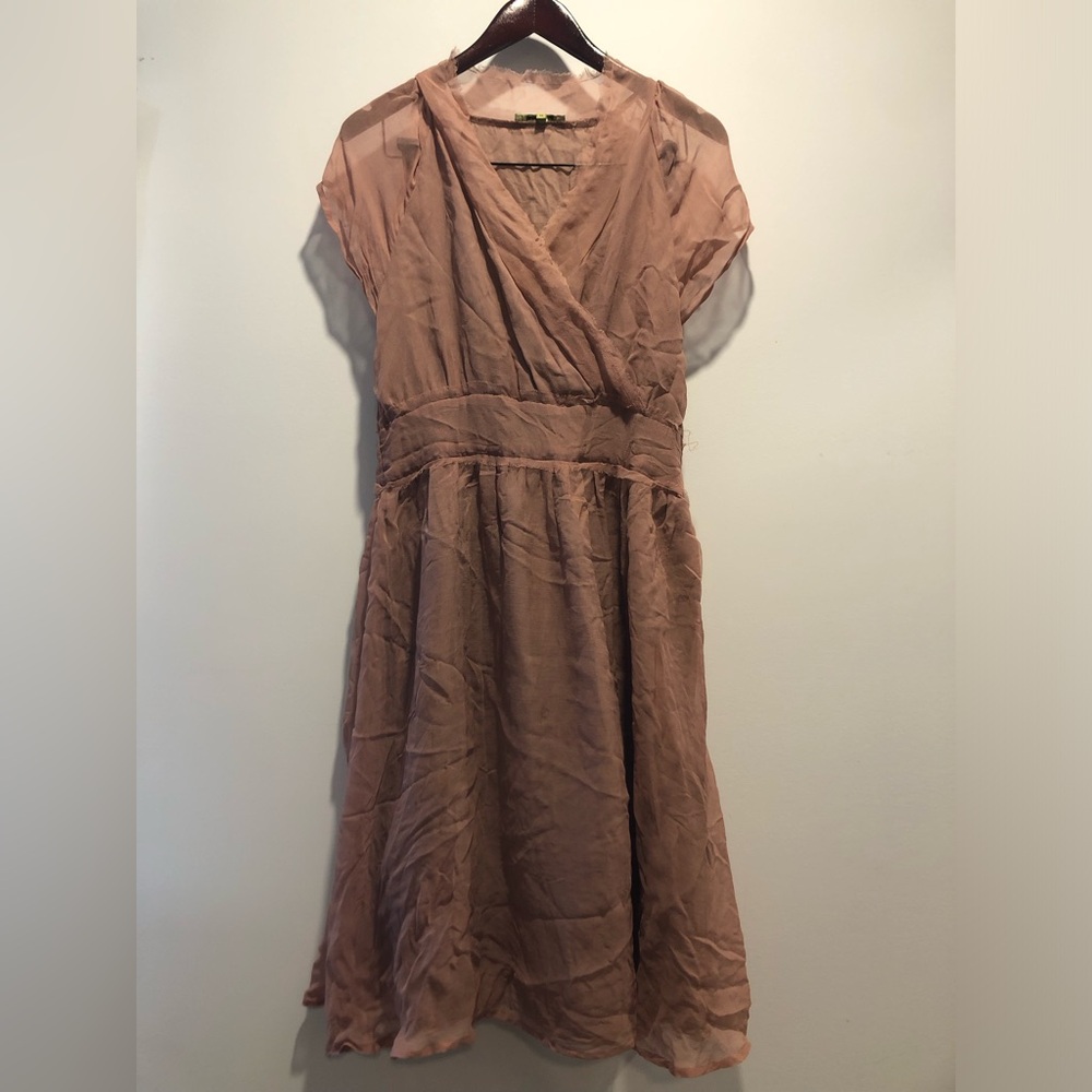 Women's Blush Pink Wrap-Style Dress